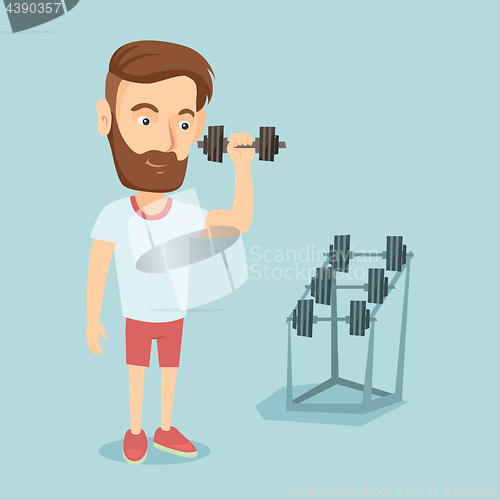 Image of Man lifting dumbbell vector illustration.