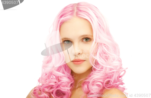 Image of teen girl with trendy pink dyed hair