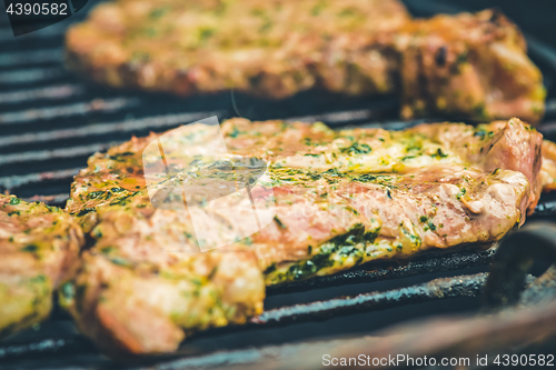 Image of Fresh grilled meat. Grilled beef steak