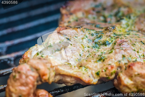 Image of Fresh grilled meat. Grilled beef steak