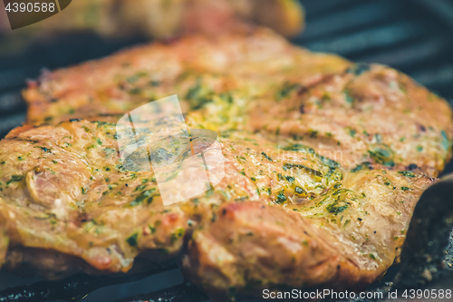 Image of Fresh grilled meat. Grilled beef steak