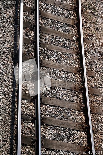 Image of train rails closeup