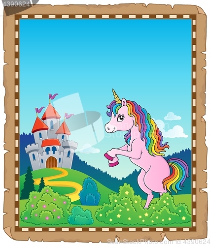 Image of Parchment with standing unicorn theme 2