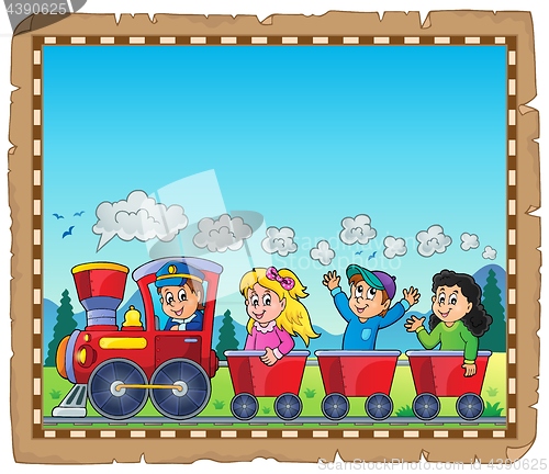 Image of Train with kids theme parchment 1