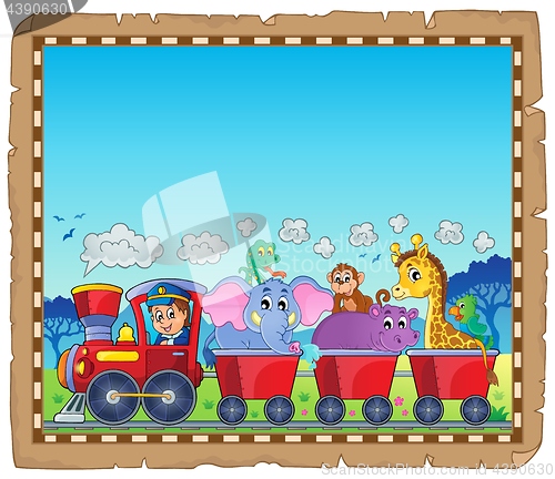 Image of Train with animals theme parchment 1