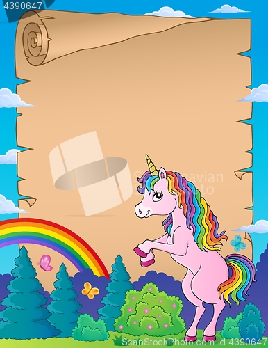 Image of Parchment with standing unicorn theme 1