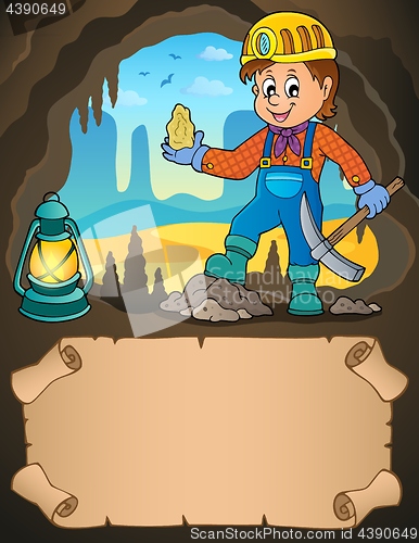 Image of Small parchment and miner with ore
