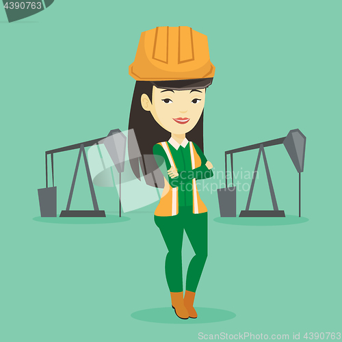 Image of Confident oil worker vector illustration.