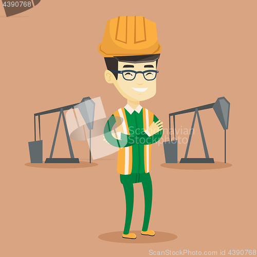 Image of Confident oil worker vector illustration.