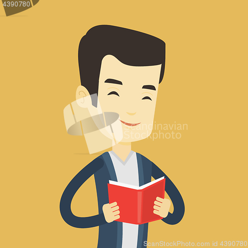 Image of Student reading book vector illustration.