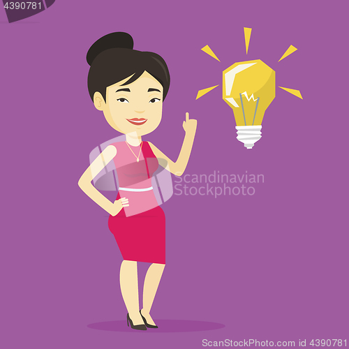 Image of Student pointing at idea bulb vector illustration