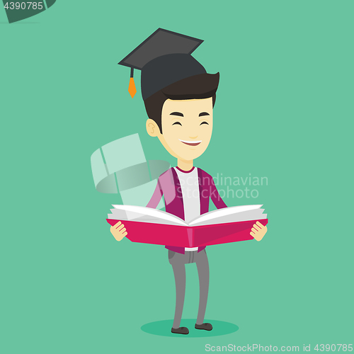 Image of Graduate with book in hands vector illustration.