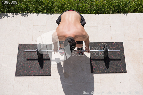 Image of man doing morning exercises