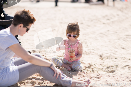 Image of Mom and daughter on the beach