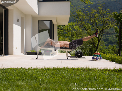 Image of man doing morning exercises