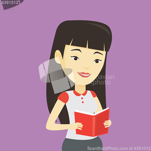 Image of Student reading book vector illustration.