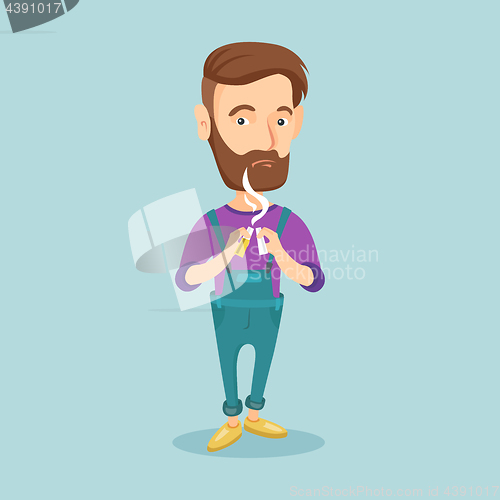 Image of Young man quitting smoking vector illustration.