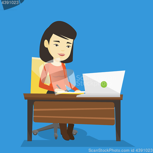 Image of Student using laptop for education.