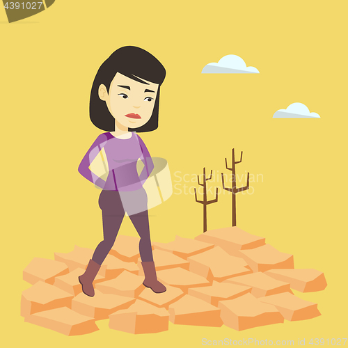 Image of Sad woman in the desert vector illustration.