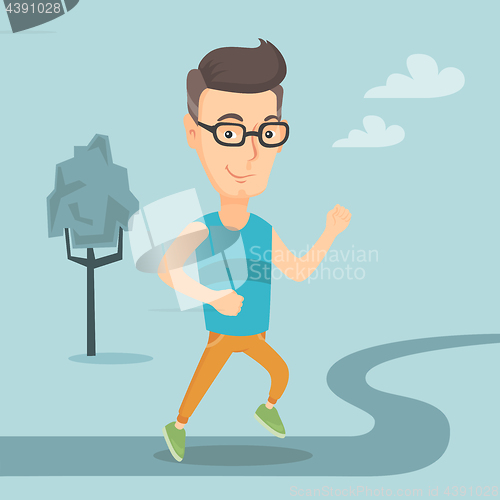 Image of Caucasian man running vector illustration.
