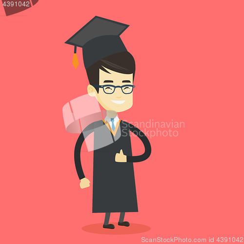 Image of Graduate giving thumb up vector illustration.