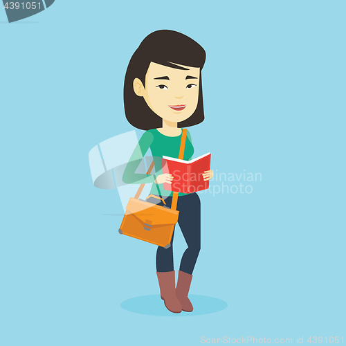 Image of Student reading book vector illustration.