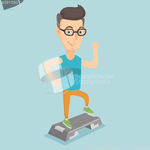 Image of Man exercising on stepper vector illustration.