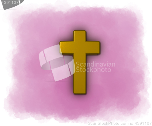 Image of christian cross on colorful background