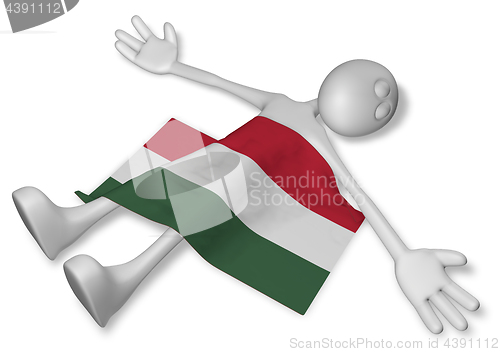 Image of dead cartoon guy and flag of hungary