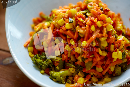 Image of close up of vegetable salad in bowl