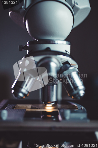 Image of Close-up shot of microscope