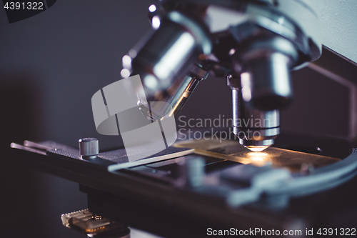 Image of Close-up shot of microscope