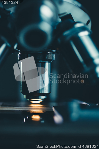 Image of Close-up shot of microscope