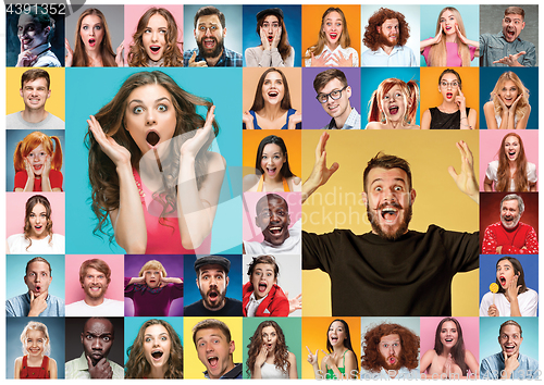 Image of The collage of surprised people