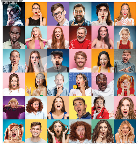 Image of The collage of surprised people