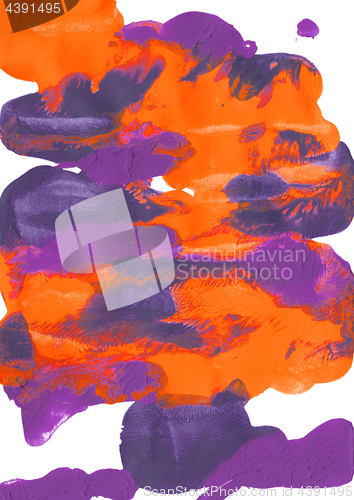 Image of Orange and purple acrylic paint in abstract smears 