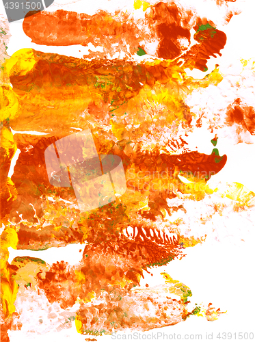 Image of Abstract patches of red, orange and yellow paint 