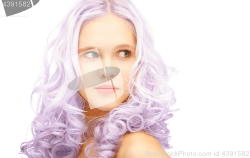 Image of teen girl with trendy lilac dyed hair