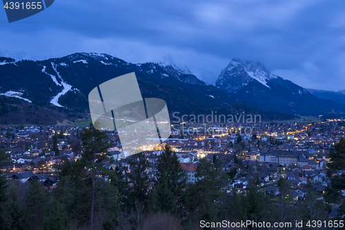 Image of View to Garmisch-Partenkirchen at evening