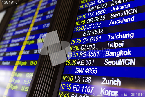 Image of Airport flight number on display screen