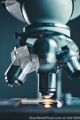 Image of Close-up shot of microscope