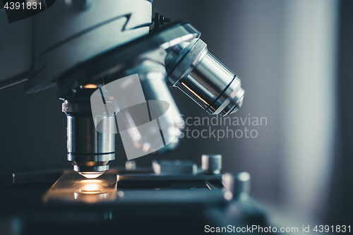 Image of Close-up shot of microscope