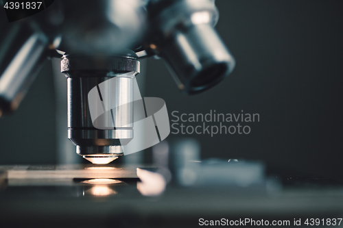 Image of Close-up shot of microscope