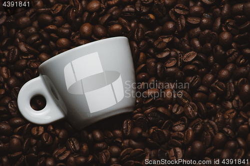 Image of Coffee beans with white cup.