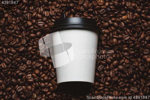 Image of Coffee beans with white cup.