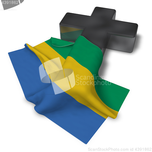 Image of christian cross and flag of gabon