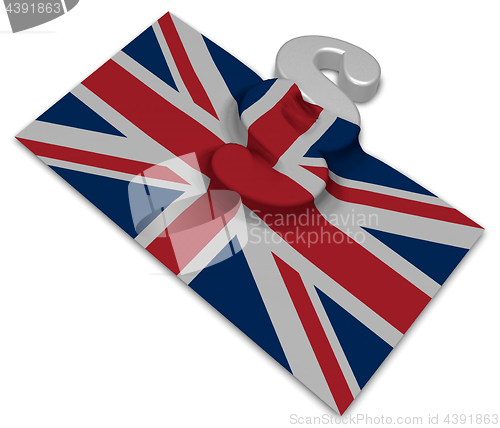 Image of paragraph symbol and flag of the uk