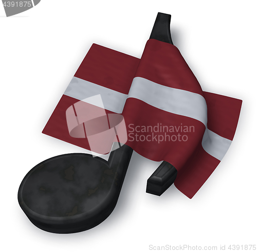 Image of music note symbol and flag of latvia