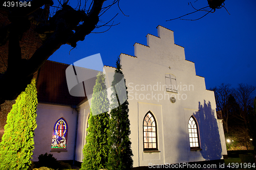 Image of Sollerod church at night in 2016