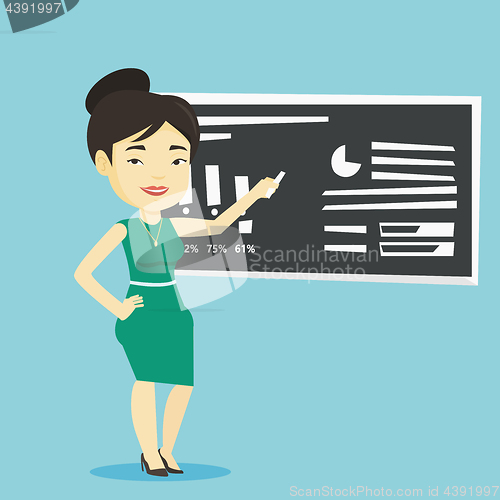 Image of Teacher writing on a chalkboard.